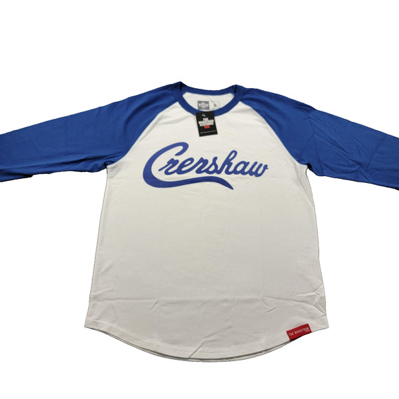 The Marathon Clothing Crenshaw Shirt Mens Small White Royal Raglan MRT88618 - Picture 1 of 10